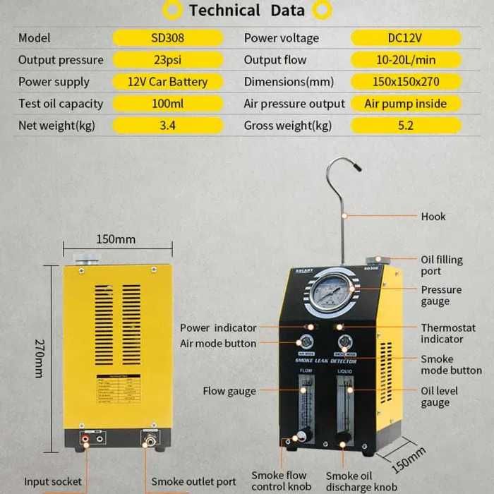 Пушек машина за диагностика на автомобили | Димен турбо детектор