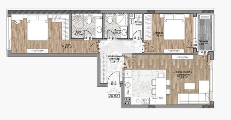 Продава се Тристаен апартамент в София, Младост 4 - 99 кв.м за 1207 €/кв.м - Снимка #5