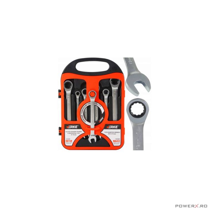 Set chei inelare articulate cu clichet 7 piese 8-19mm Verke