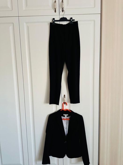 Costum de dama , sacou si pantaloni clasici , masura S , H&M , negru