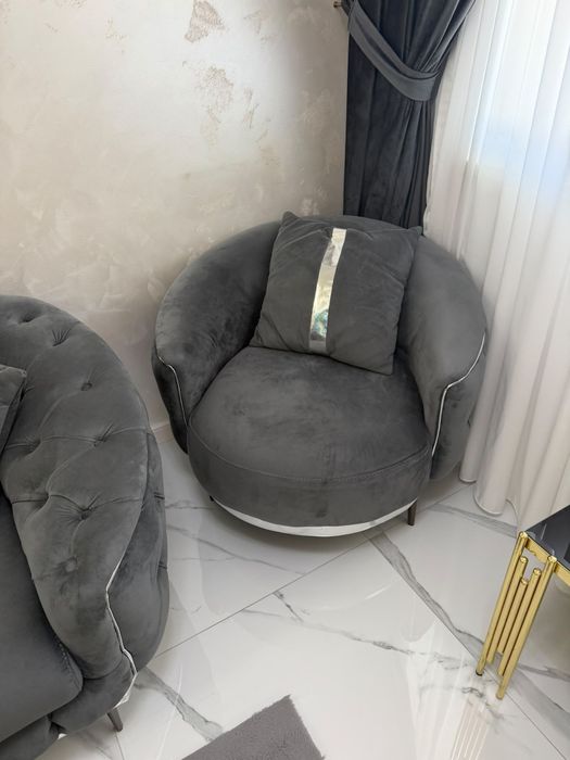 Canapea + Fotolii Chesterfield Lux Noi