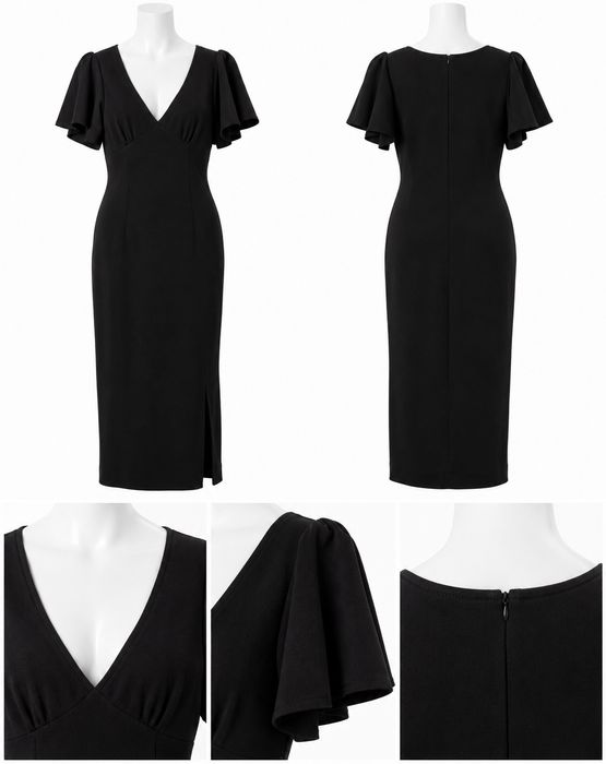 Rochie neagra eleganta midi dama marimea S noua fara eticheta