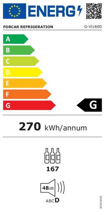 ХЛАДИЛНИ Витрина  ЗА ВИНО Вентилиран ENOLO МОДЕЛ G-VI180D Forcar Italy