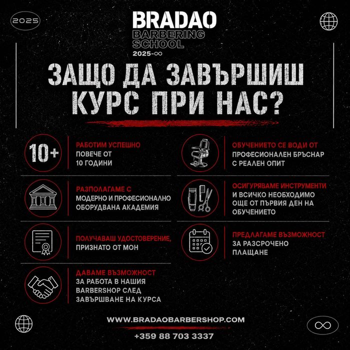 Курс за бръснари „Бръснар от 0“ | Обучение за начинаещи | BRADAO Barbering School – Бургас