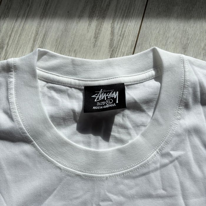 Stussy бяла тениска с голямо S на гърба и лого XL нова