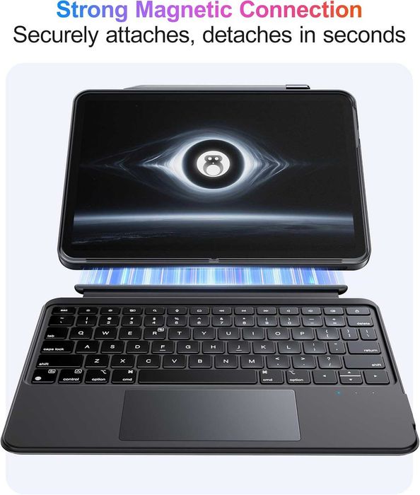 Husă cu tastatură HOU,rotativă și detașabilă pt.  iPad 11/10,iluminare