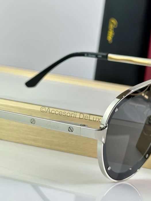 Ochelari de Soare Cartier CT0195S Noi Full Box Santos De Cartier [Verificare Colet]Silver