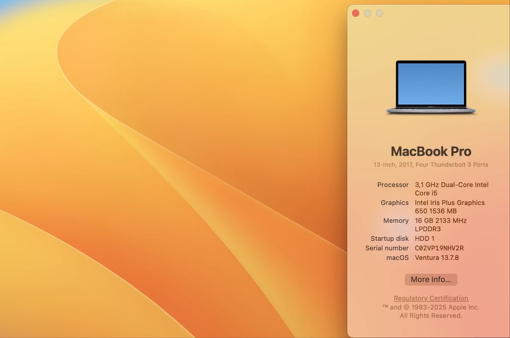 MacBook Pro 2017 13" 512GB SSD Touch Bar 16GB RAM