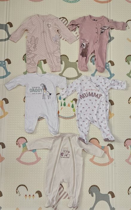 Vand pijama tip salopeta pentru fete, set de 5, marimea 62