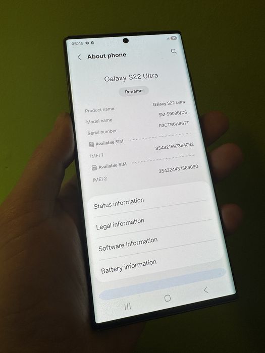 Telefon Samsung Galaxy S22 ultra 256GB, stare perfecta liber de retea