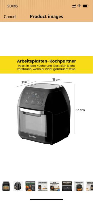Мультифункциональный Аэрогриль Chefman 10л