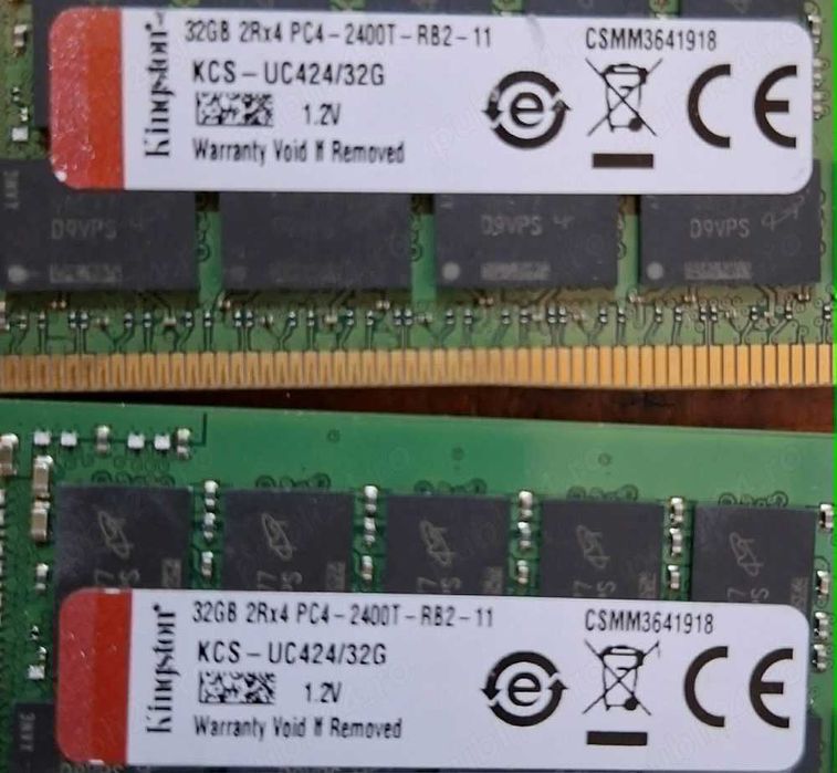 Modul Memorie Ram Server Workstation Kingston 32GB DDR4 2400MHz ECC RDIMM 1.2V 288p Memory KCS-UC424/32G Samsung 32GB DDR4 2133MHz M393A4K40BB0-CPB0Q