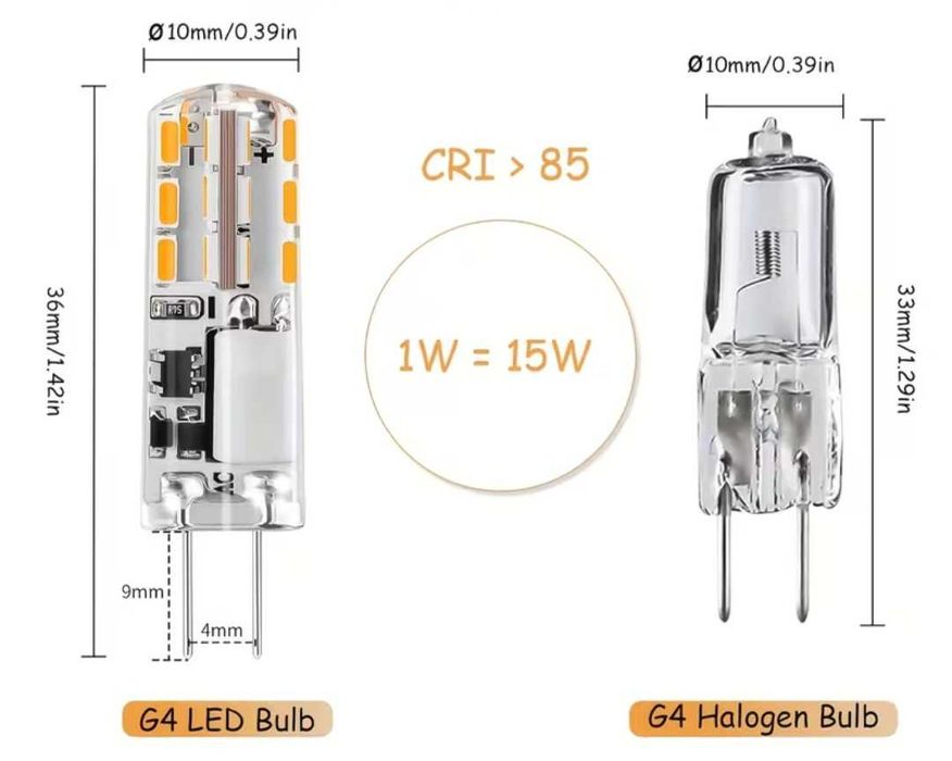 6 броя Led крушки G4 12V 1W