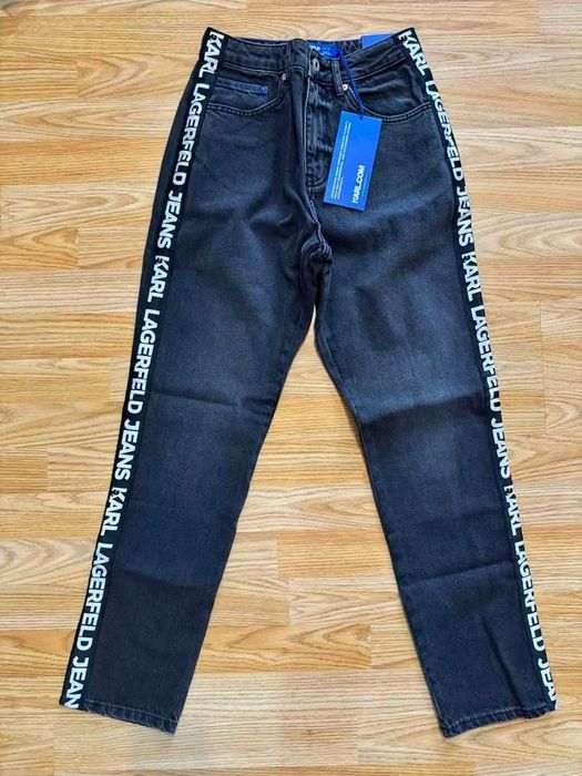 Дамски дънки KARL LAGERFELD JEANS – висока талия, с лого