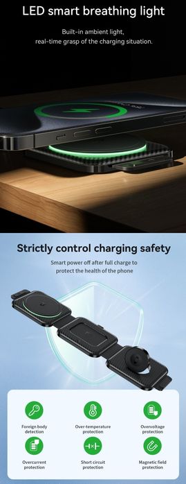 Hoco CQ4 Док-станция 3 в 1 Magnetic 15W iPhone 14 и 15 iWatch AirPods