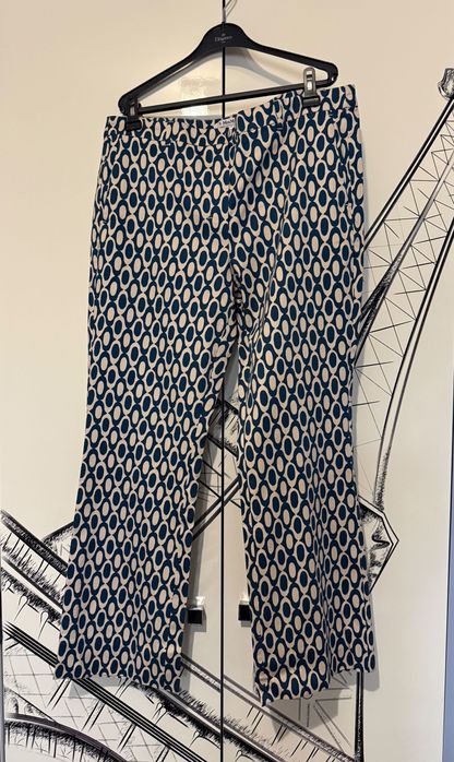 Pantaloni Max Mara lungi drepti L albastru crem