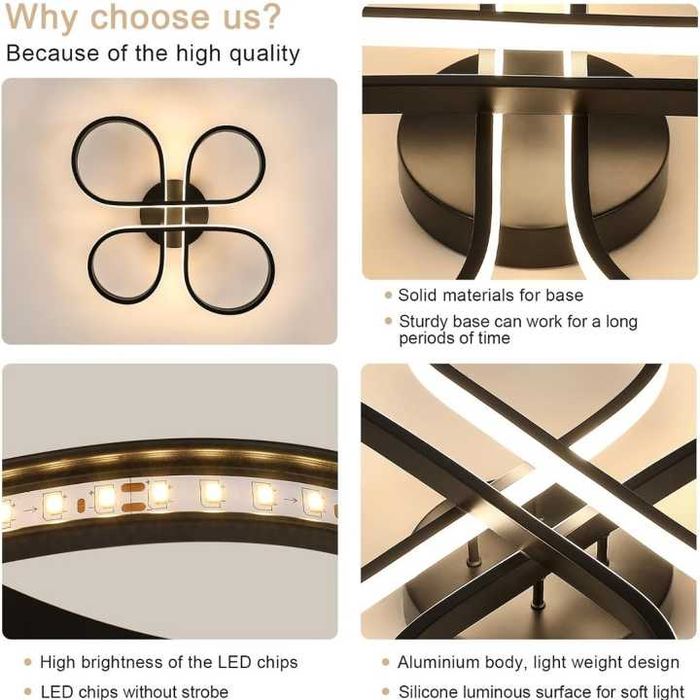 LED лампа Mckalen - 58W, 52 см  дизайн на детелина, акрил, 5000K