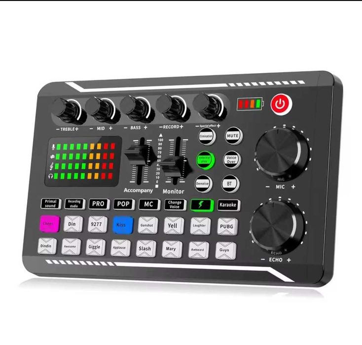 Placa de sunet externa ideala Tiktok Karaoke Podcast, Placa sunet cu efecte de sunet și Bluetooth