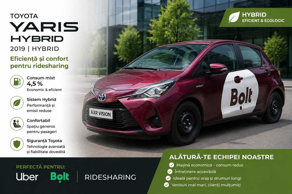 Inchiriez Toyota Yaris— masina  Hybrid, pentru Uber/Bolt, Bucuresti Rideshareing