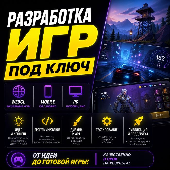 Разработка игр под ключ | WebGL, Яндекс Игры, Android, ПК