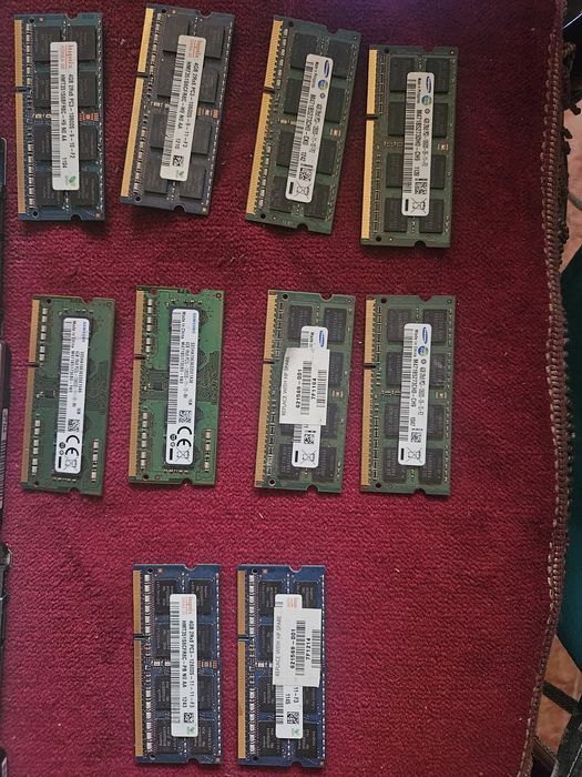 Lot 10 memorii de 4gb ddr3 si 5 harduri 500gb laptop 100% viata