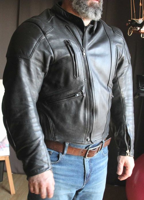 Geacă moto din piele SHOX cu protecții – stil cafe racer