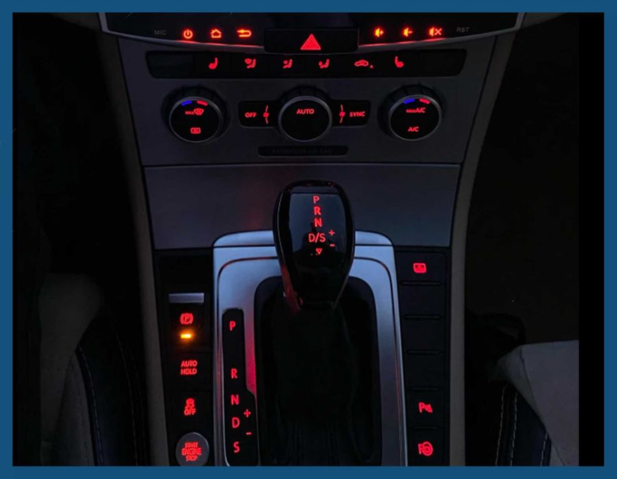 Nuca schimbator piele DSG iluminata LED VW Golf 5 6 7 Jetta Eos Scirocco Passat B6 B7 B8 CC Polo Tiguan Touareg Touran Caddy Amarok / Skoda / Seat