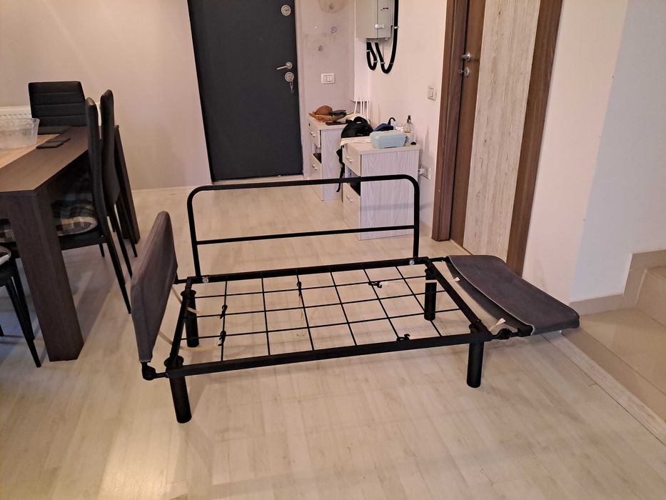 Canapea 2 persoane, gri antracit, brate extensibile