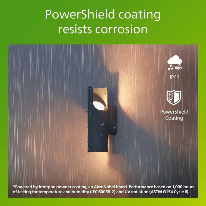Външна LED стенна лампа Philips Fira, 800 lm, 2700 K, PowerShield,IP44