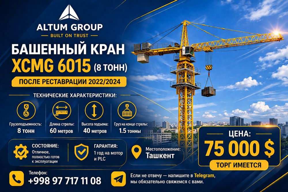 Башенный кран XCMG 6015 8 тонна Minora kran Zoomlion XCMG