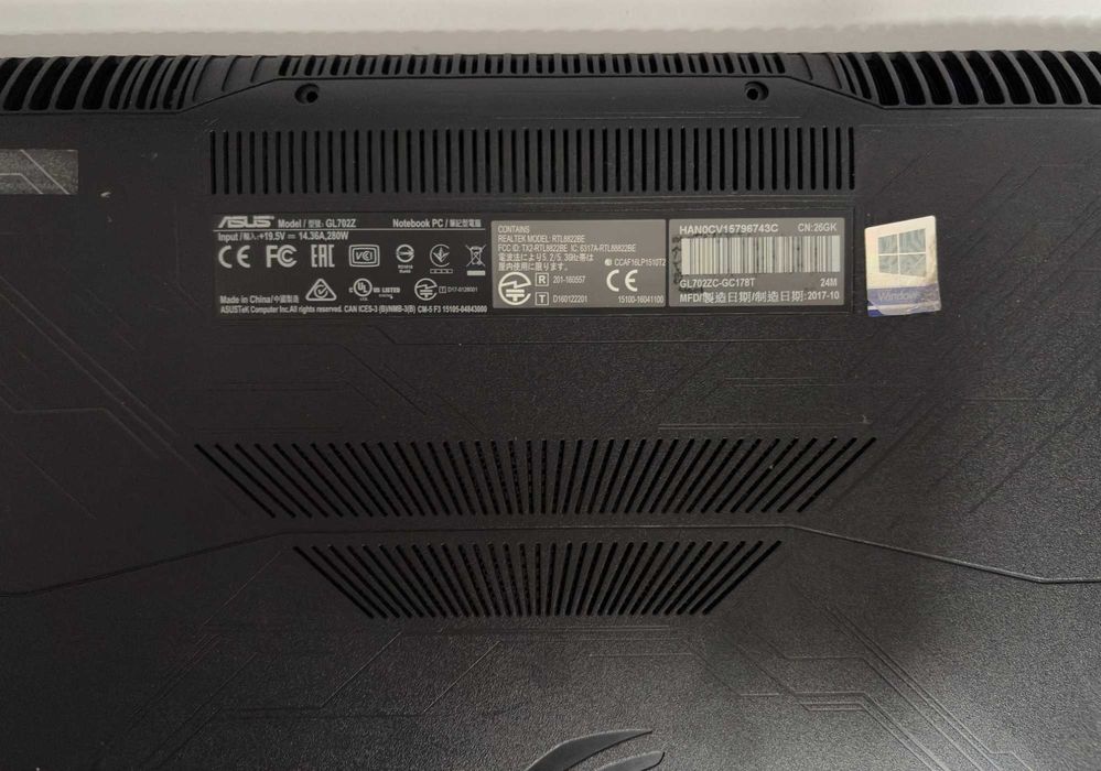 Laptop ASUS ROG GL702ZC 17” pentru piese – placa de bază defectă