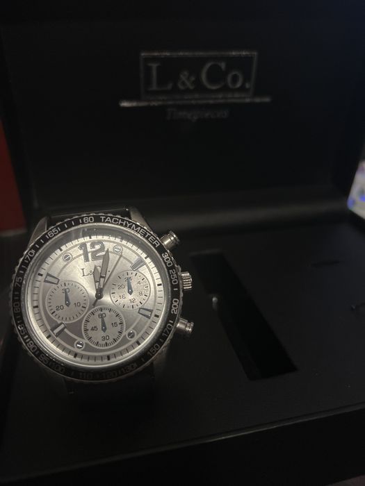 Ceas L&Co. Elegant negru cu argintiu de inox
