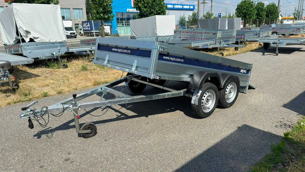 Remorca auto 750kg,REPO 2 AXE 260x150x39 basculabila,RAR inclus si Nr rosu,produs in Romania