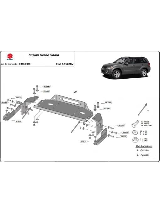 Suport troliu dedicat Suzuki Grand Vitara (2008-2019)