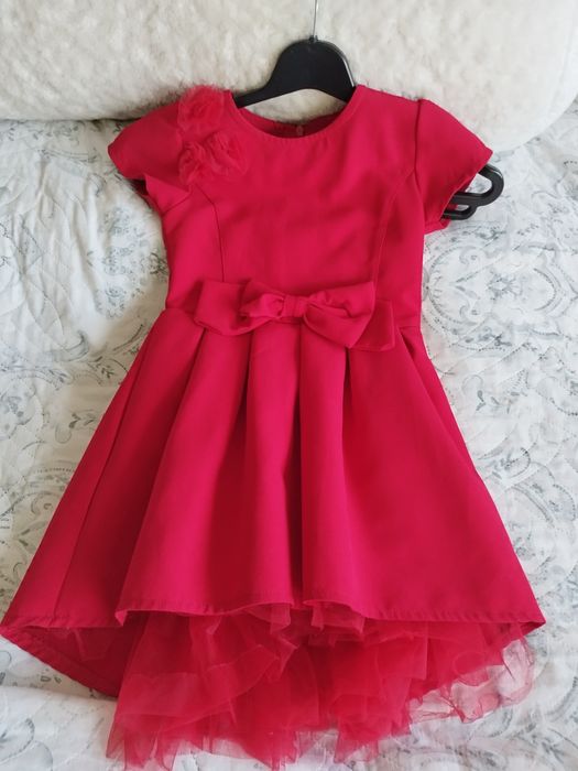 Яркочервена официална рокля за 4год
