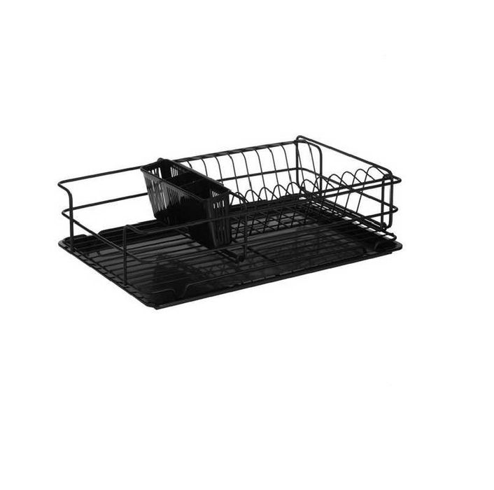 Метален сушилник Mercado Trade, С подложка, За кухня, Две нива,Черен