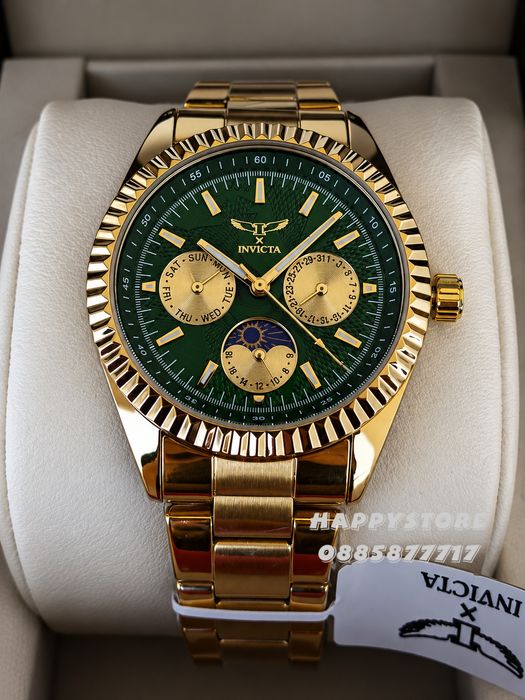 INVICTA Emerald gold green dial unisex 38 mm, Инвикта нов унисекс часовник