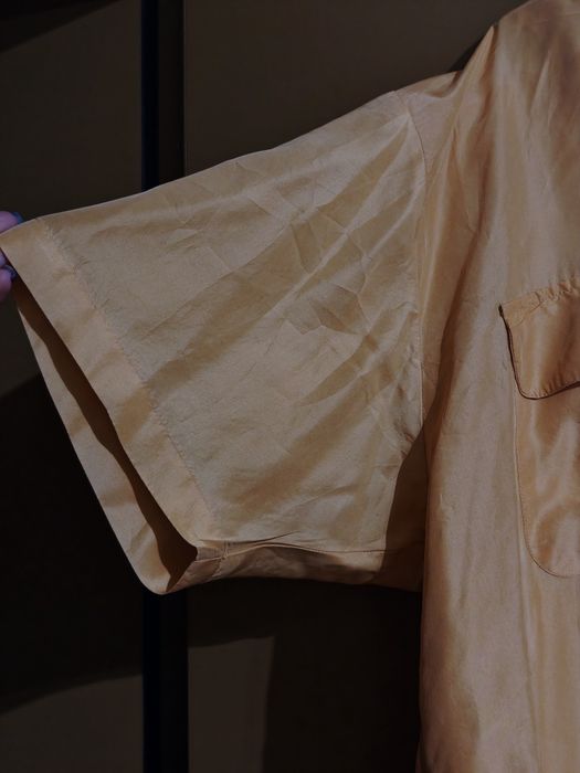 Копринена мъжка риза цвят праскова