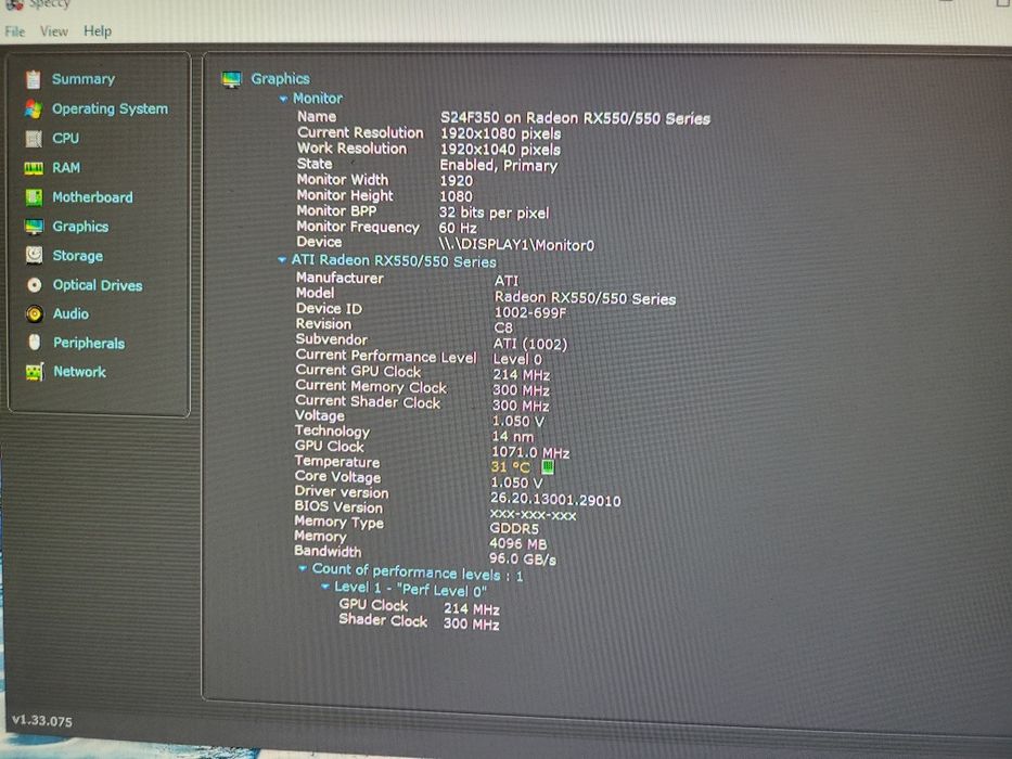 Placa Video VGA PowerColor ATI RADEON RX550,4Gb GDDR5,128 Bit,impecabi