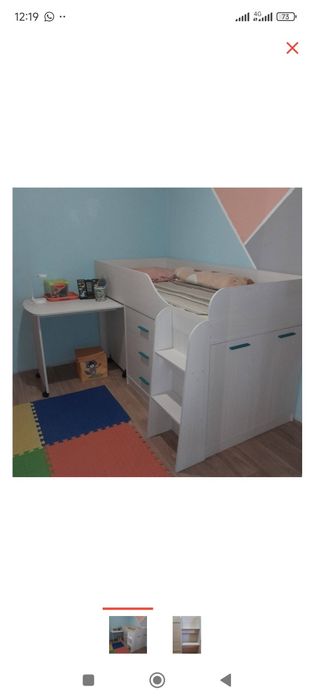 Продам детскую кровать, парта, шкаф 3в1, с матрасом