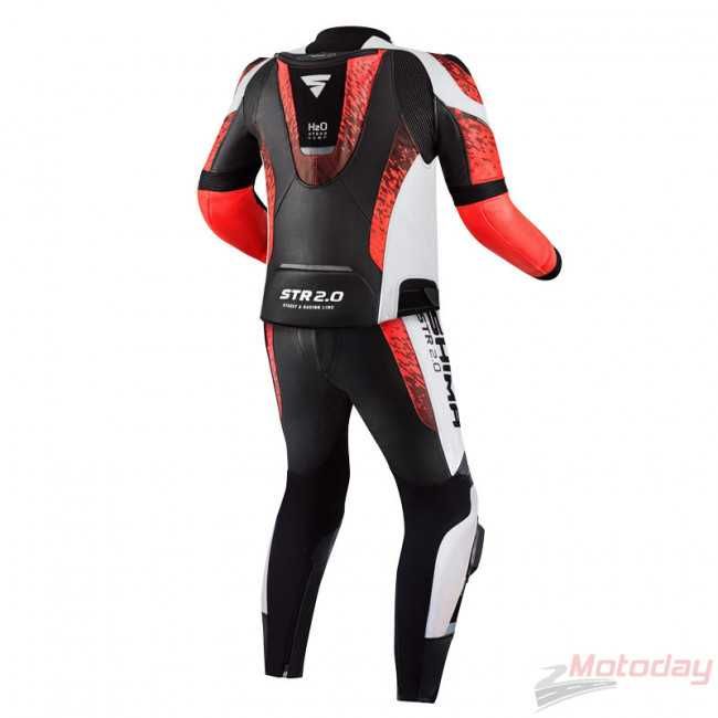 Кожен мото екип SHIMA STR 2.0 RED-FLUO,,2ч.,всички протектори