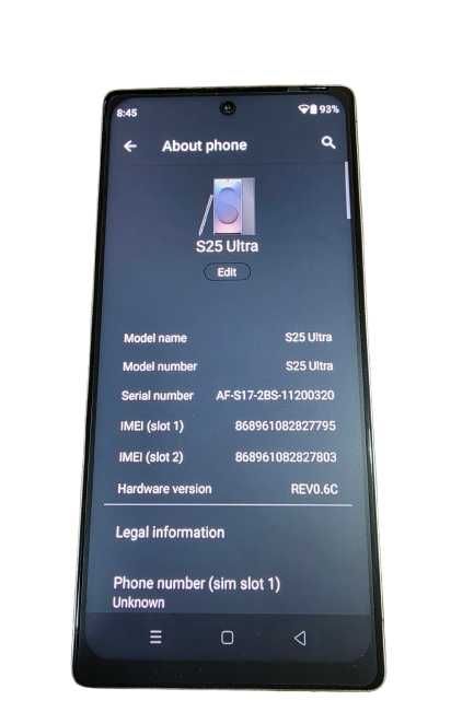 Нов смартфон: model 2026 - 25S, Ultra 5G, 7.5 inch HD display, 2 SIM Cards, SD slot max = 128GB, Android 15, вградена фунция запис телефонни разговори