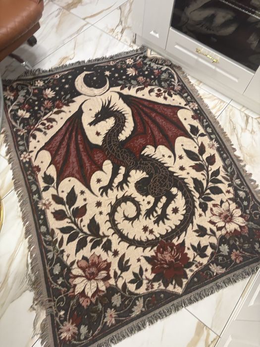Tapiserii decorative medievale 130x170 cm stil goblen cu franjuri decor perete vintage handmade premium 299 lei bucata