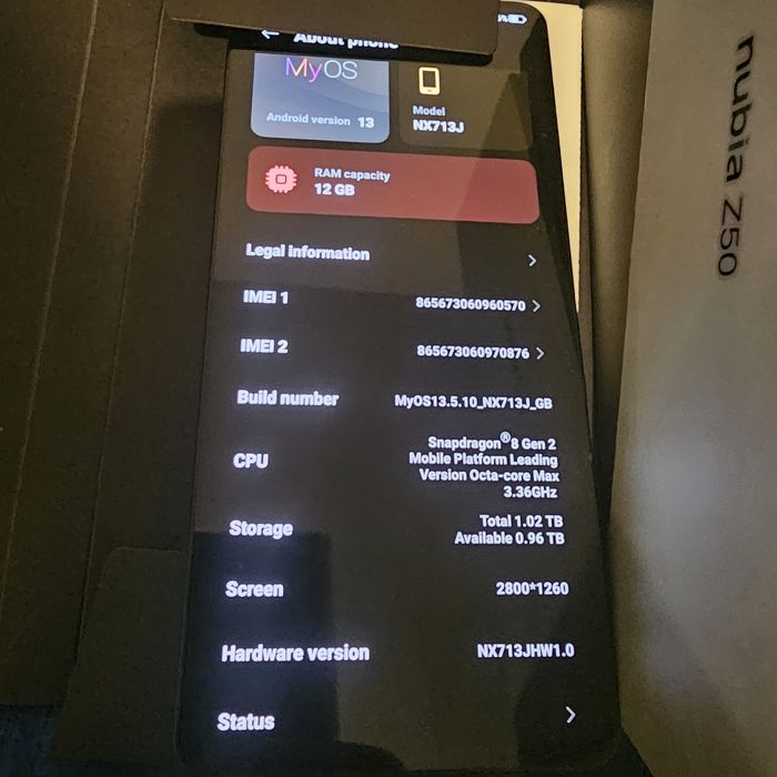 Vand/Schimb  Zte Nubia 50s Pro ,impecabil,1 TB  stocare, la cutie!