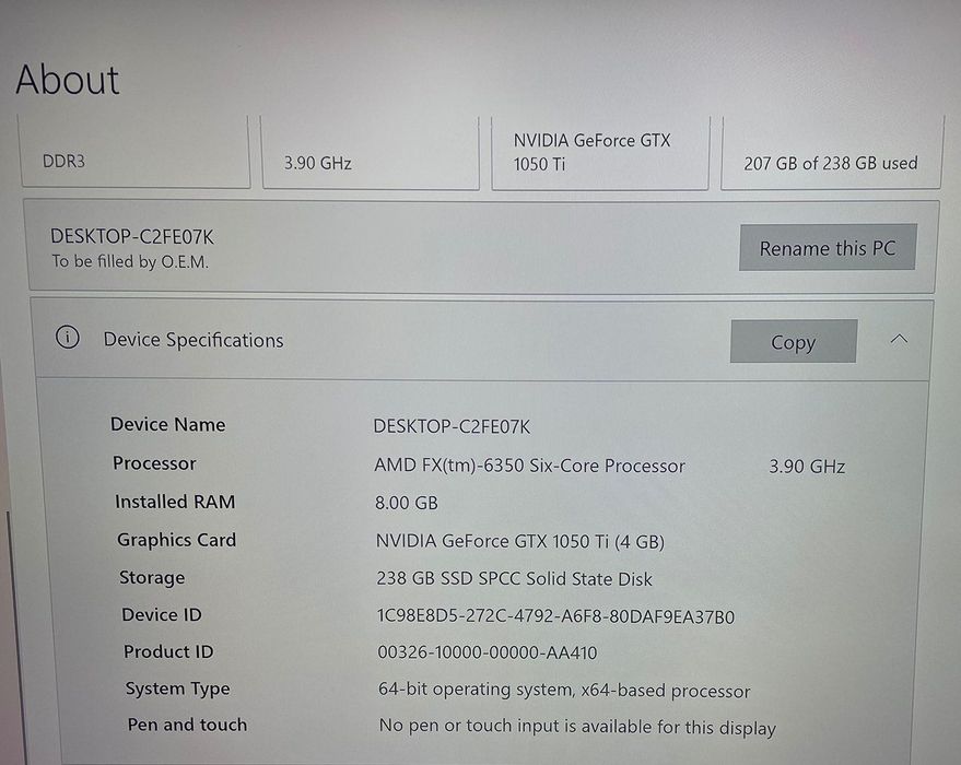 Настолен компютър / GTX 1050 Тi / SSD / 8GB RAM