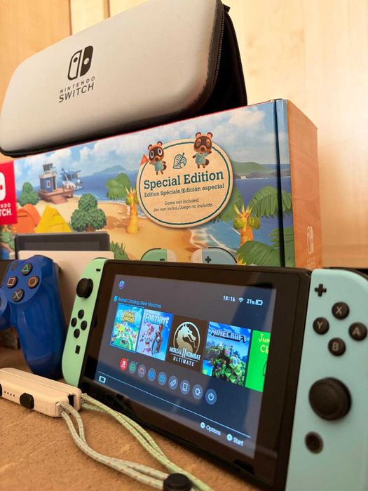 Nintendo Switch V2 + Jocuri + Accesorii (Impecabil)