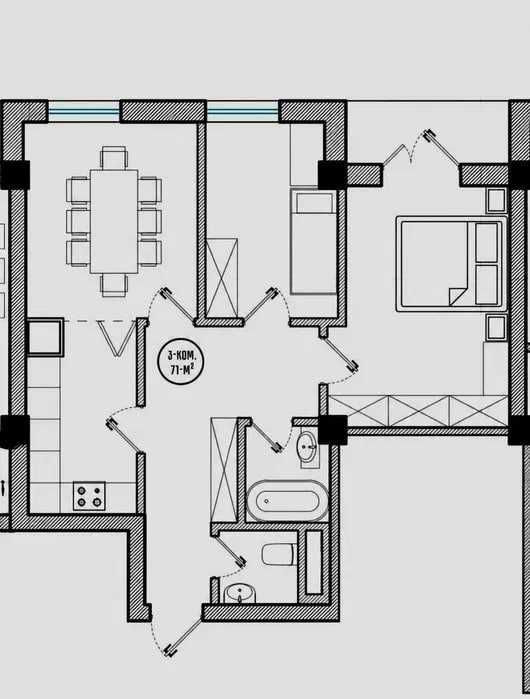 Binkat — 3 комнаты, 71 м² в районе Кушбеги Цена за 1 м²: 1 165$!