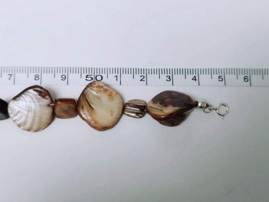 Colier/ lant din scoici naturale cu inchizatoare din argint de 925