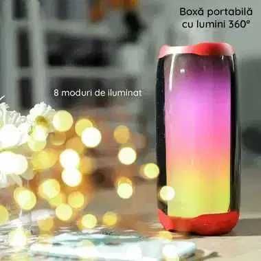 Boxa Portabila Bluetooth 5.0, Hoco Pulsating, Iluminare RGB, TWS