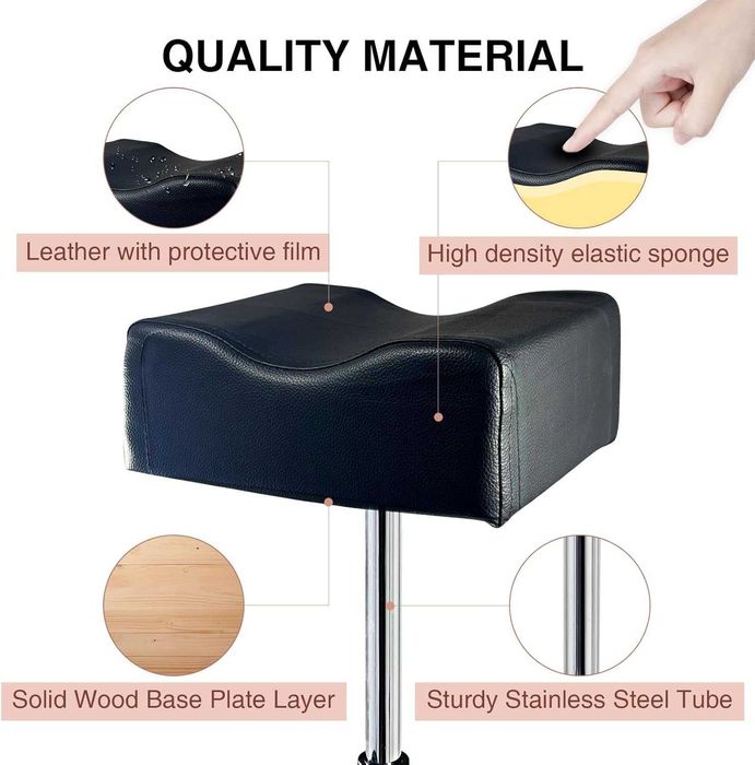 Поставка стол за педикюр с регулируема стойка за крака черен Табуретка